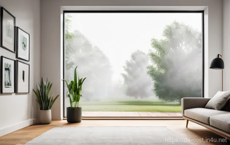 공기청정기 필터 교체비용 - **Prompt:** A highly detailed and realistic image capturing a serene, bright modern living room inte...