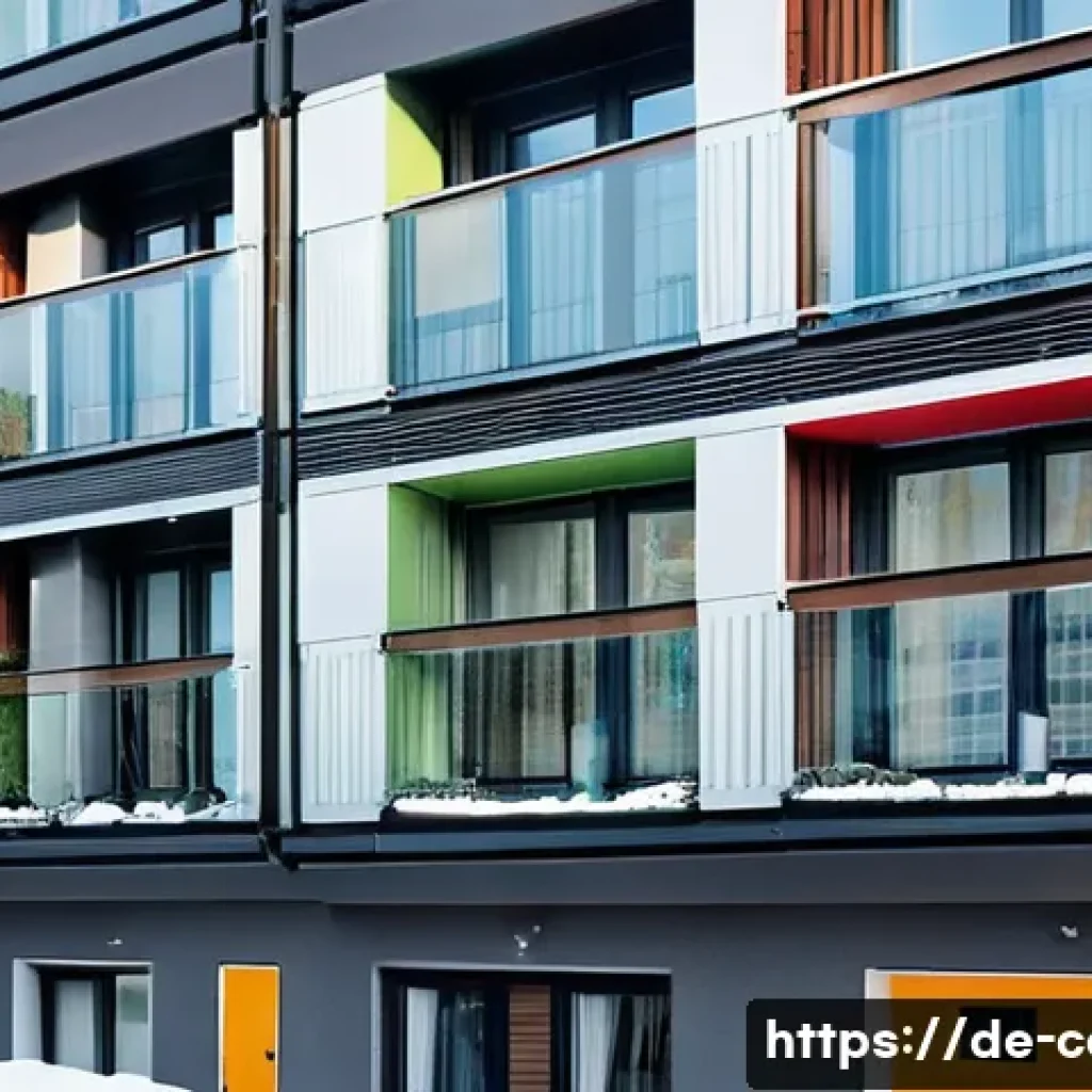 집 공과금 평균 - A modern German apartment building in a bustling urban neighborhood of Munich during winter, showing...