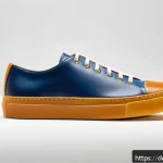 스니커즈 커스텀 비용 - A high-quality personalized sneaker made from genuine leather, showcasing an elegant, rich texture w...