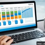 해외여행 경비 - A detailed scene of a budget-conscious traveler using a German flight booking website on a laptop, c...